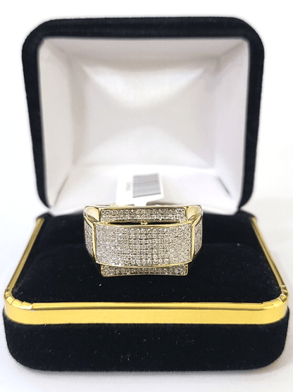 Real 10k Yellow Gold Diamond Mens Ring Band Wedding Genuine Natural - Reva Jeweler