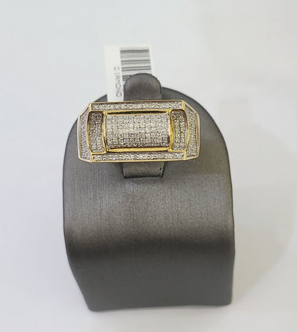 Real 10k Yellow Gold Diamond Mens Ring Band Wedding Genuine Natural - Reva Jeweler