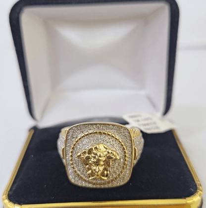 Real 10k Yellow Gold Diamond Mens Ring Band Wedding Genuine Natural - Reva Jeweler