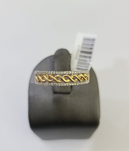 Real 10k Yellow Gold Diamond Mens Ring Band Wedding Genuine Natural - Reva Jeweler