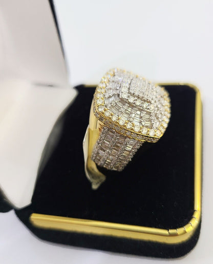 Real 10k Yellow Gold Diamond Mens Ring Band Wedding Genuine Natural - Reva Jeweler