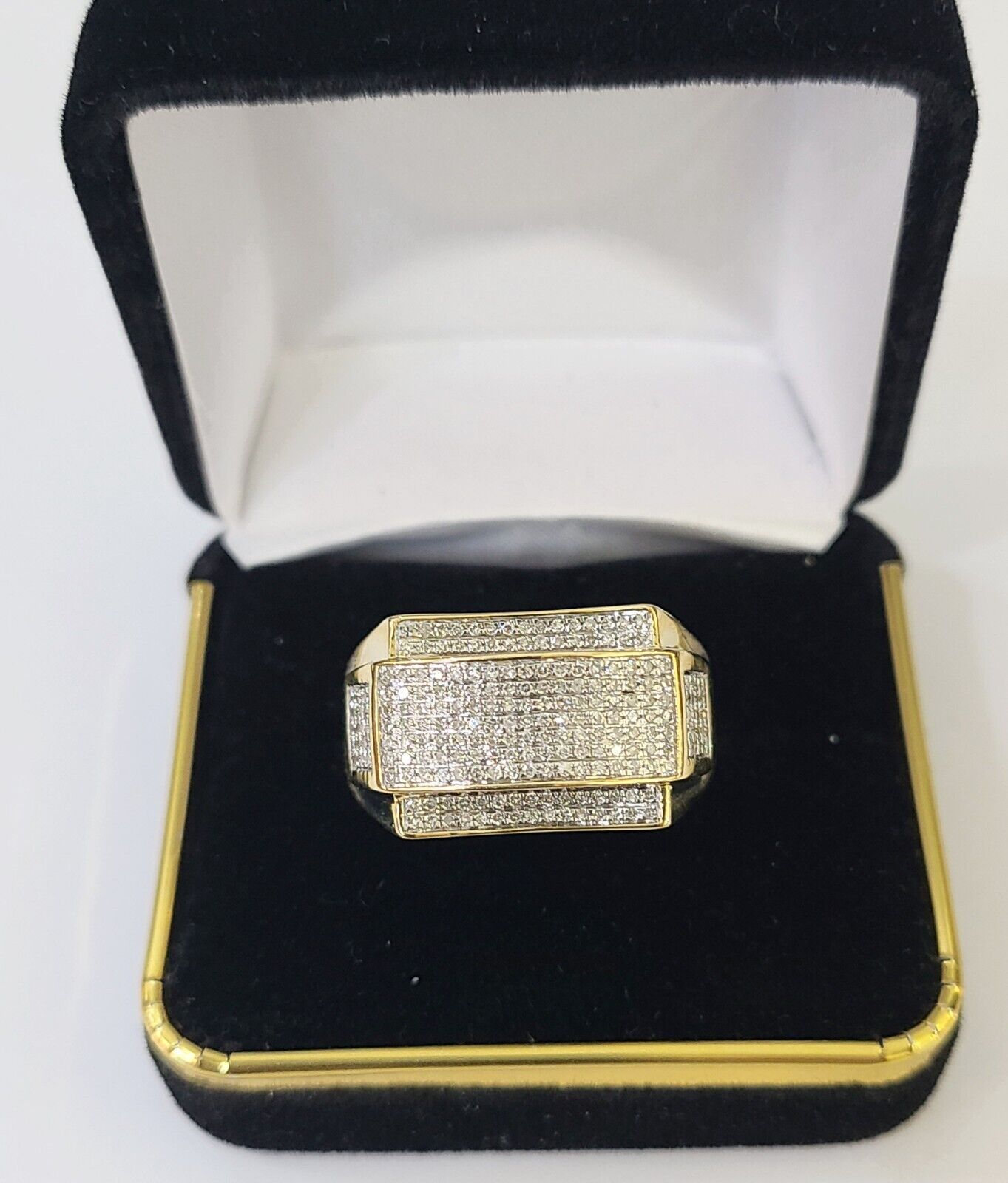 Real 10k Yellow Gold Diamond Mens Ring Band Wedding Genuine Natural - Reva Jeweler