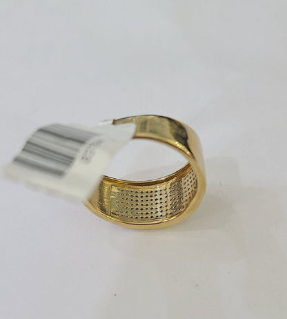 Real 10k Yellow Gold Diamond Mens Ring Band Wedding Genuine Natural - Reva Jeweler