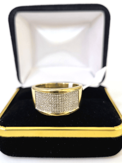 Real 10k Yellow Gold Diamond Mens Ring Band Wedding Genuine Natural - Reva Jeweler