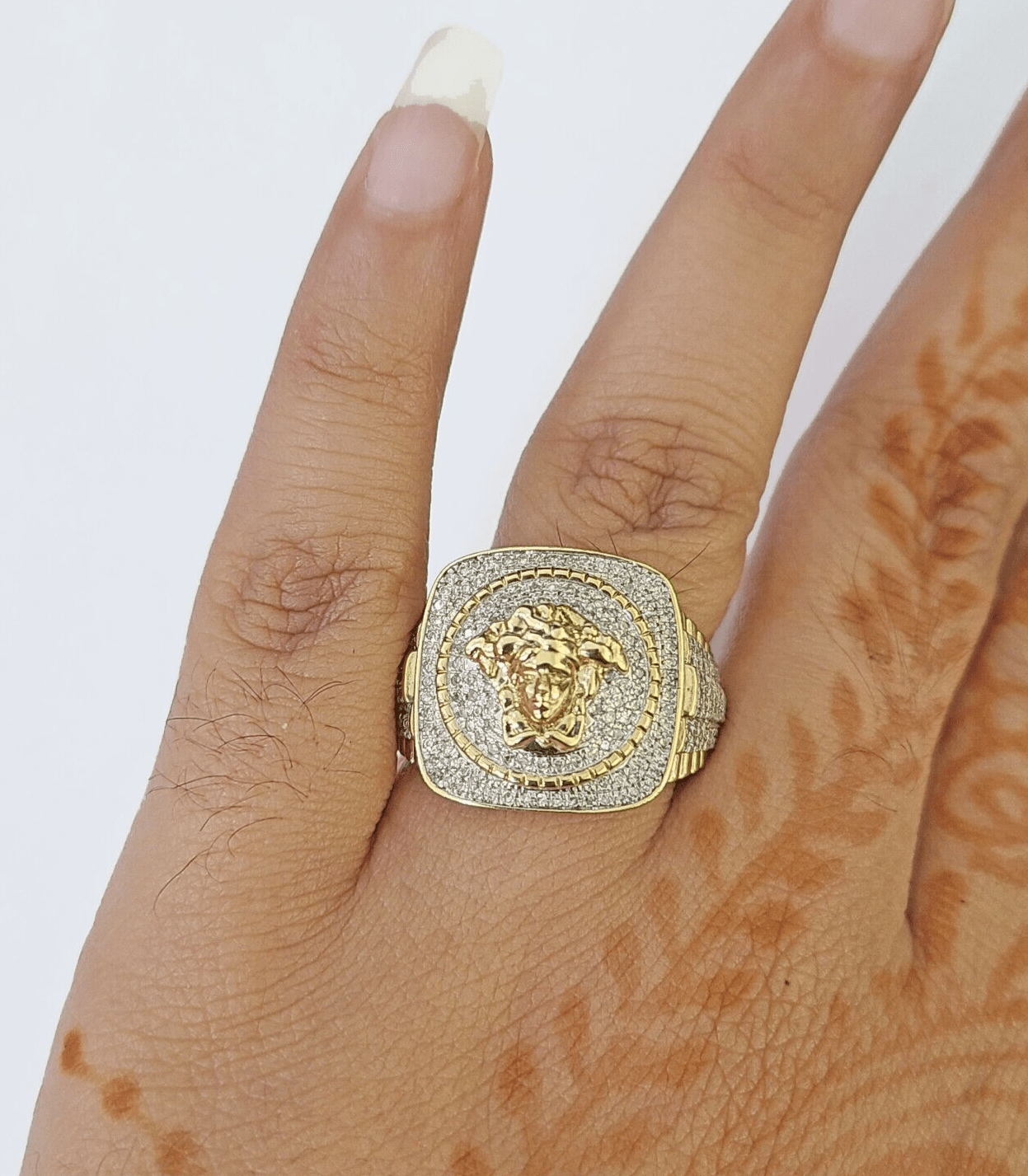 Real 10k Yellow Gold Diamond Mens Ring Band Wedding Genuine Natural - Reva Jeweler