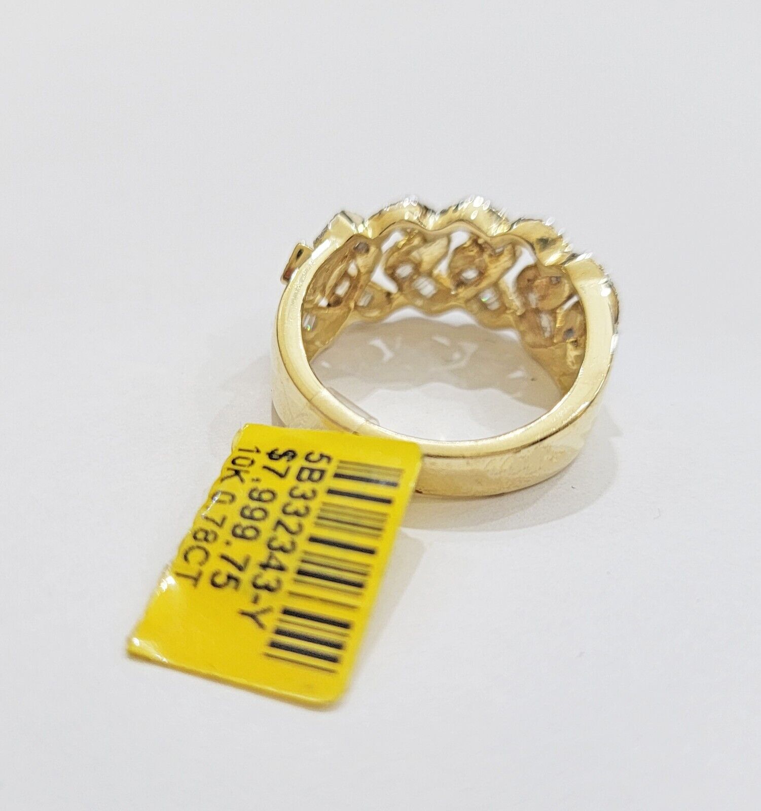 Real 10k Yellow Gold Diamond Mens Ring Cuban Link 0.78CT Natural Diamond SIZE 10 - Reva Jeweler