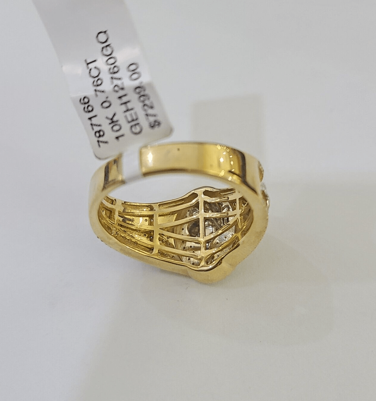 Real 10k Yellow Gold Diamond Mens Ring Jesus Band Wedding Casual Genuine Natural - Reva Jeweler
