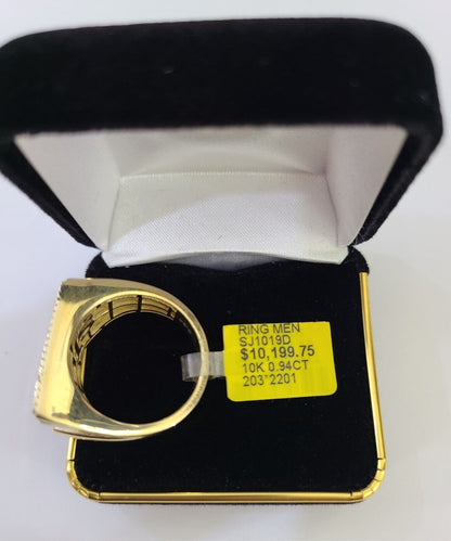 Real 10k Yellow Gold Diamond Ring 100 Shaped Men Ring - Reva Jeweler