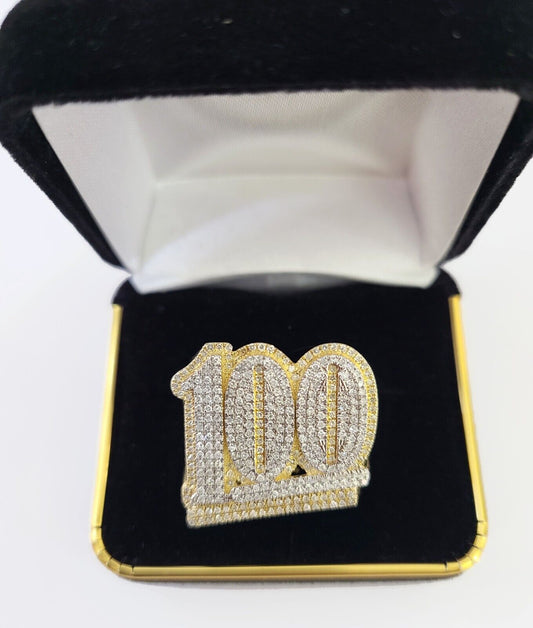 Real 10k Yellow Gold Diamond Ring 100 Shaped Men Ring - Reva Jeweler