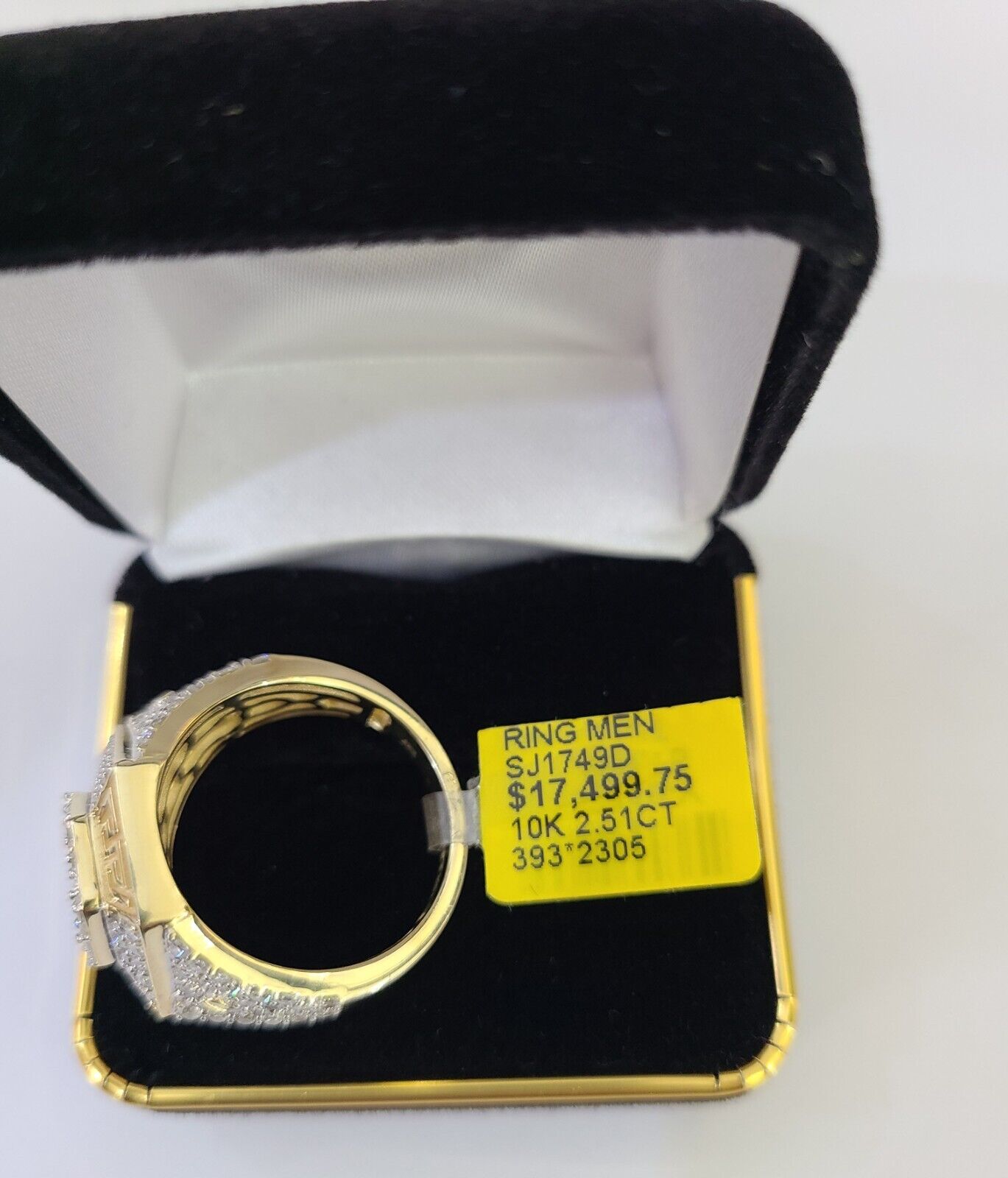 Real 10k Yellow Gold Diamond Ring Hexagon Shaped Men Engagement Wedding Ring - Reva Jeweler