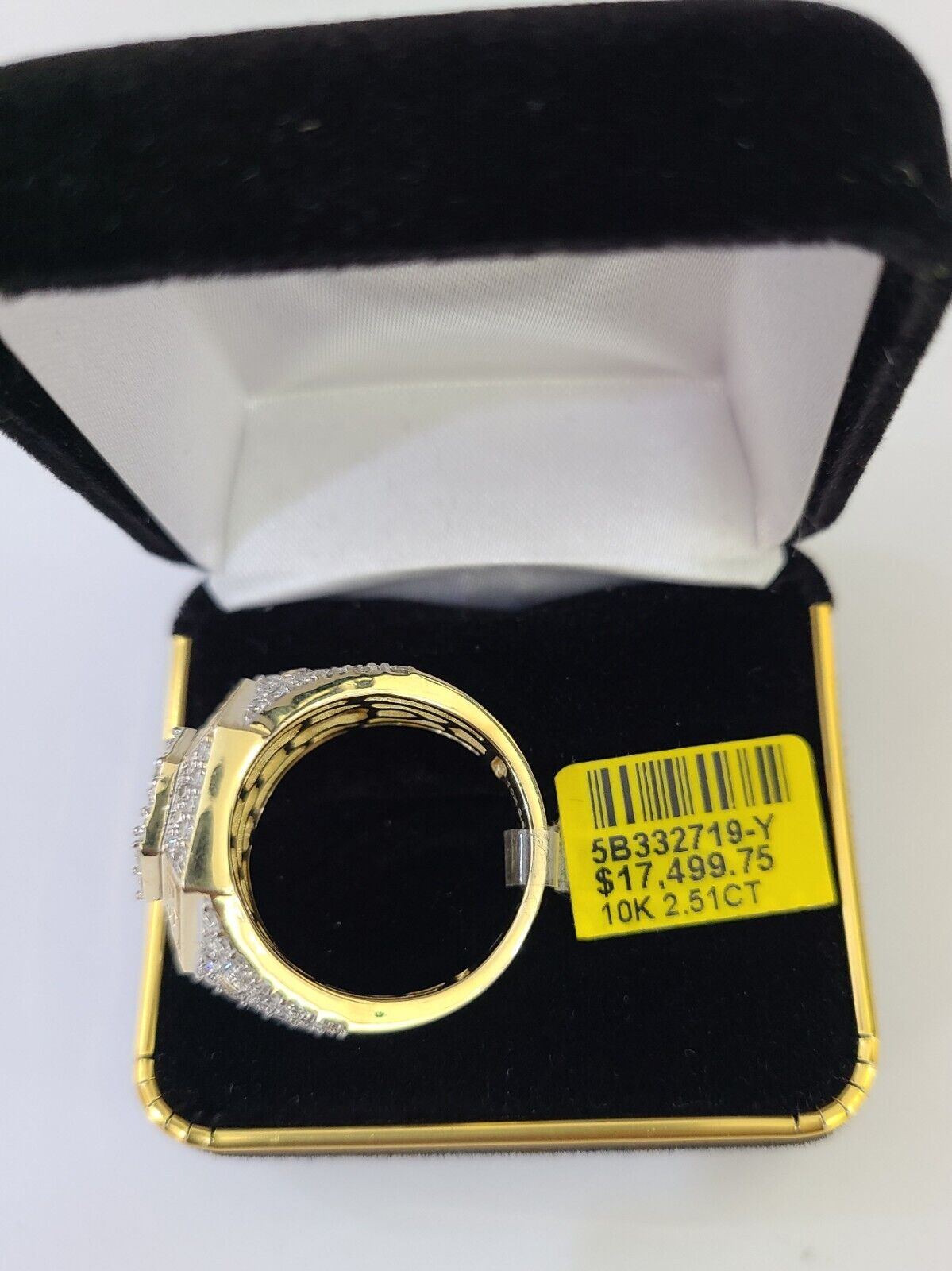 Real 10k Yellow Gold Diamond Ring Hexagon Shaped Men Engagement Wedding Ring - Reva Jeweler