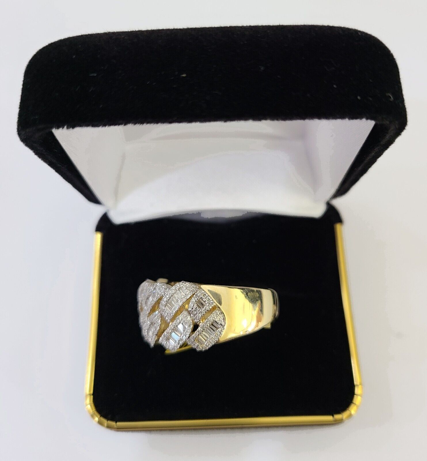 Real 10k Yellow Gold Diamond Ring Men Engagement Wedding Ring - Reva Jeweler