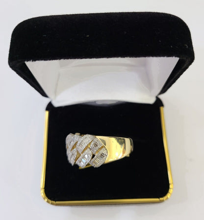 Real 10k Yellow Gold Diamond Ring Men Engagement Wedding Ring - Reva Jeweler