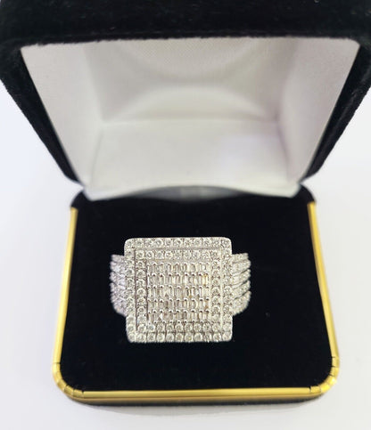 Real 10k Yellow Gold Diamond Ring Square Shaped Men Engagement Wedding Ring - Reva Jeweler
