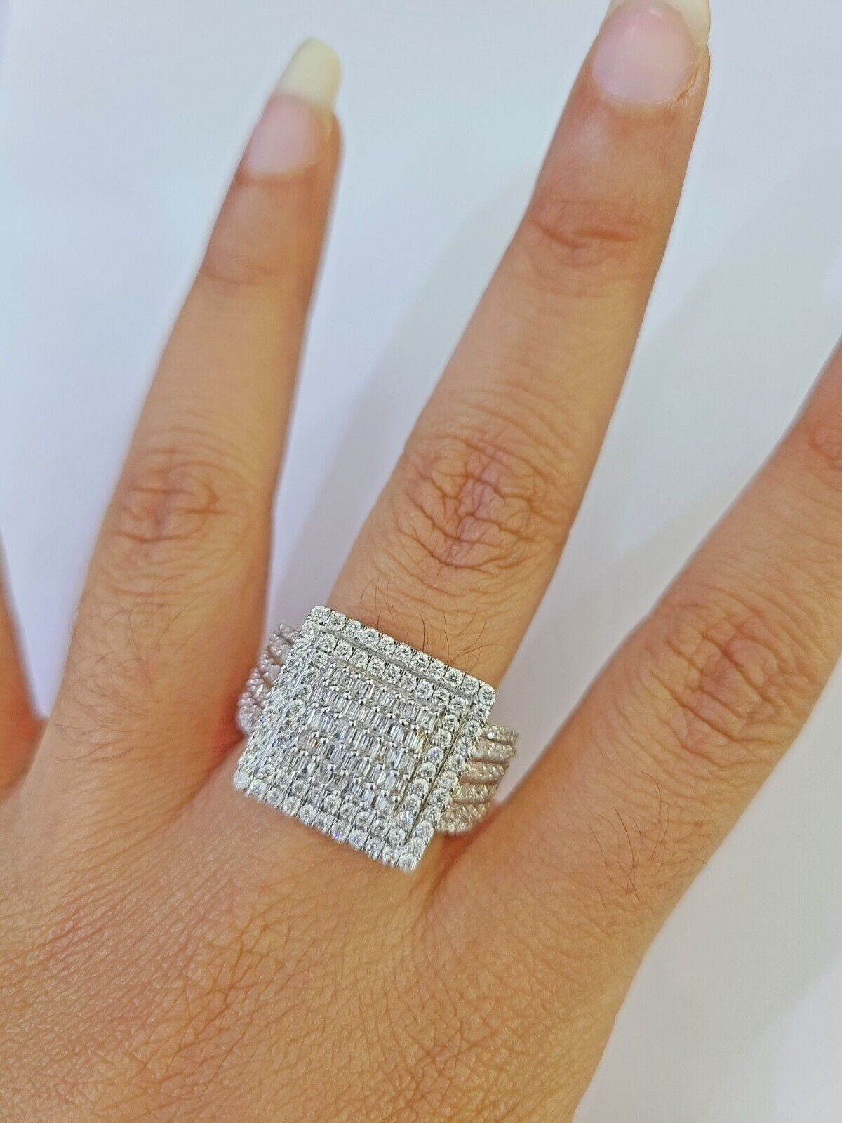 Real 10k Yellow Gold Diamond Ring Square Shaped Men Engagement Wedding Ring - Reva Jeweler
