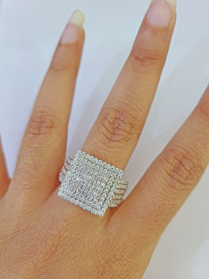Real 10k Yellow Gold Diamond Ring Square Shaped Men Engagement Wedding Ring - Reva Jeweler