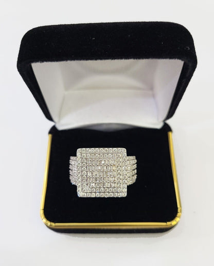 Real 10k Yellow Gold Diamond Ring Square Shaped Men Engagement Wedding Ring - Reva Jeweler