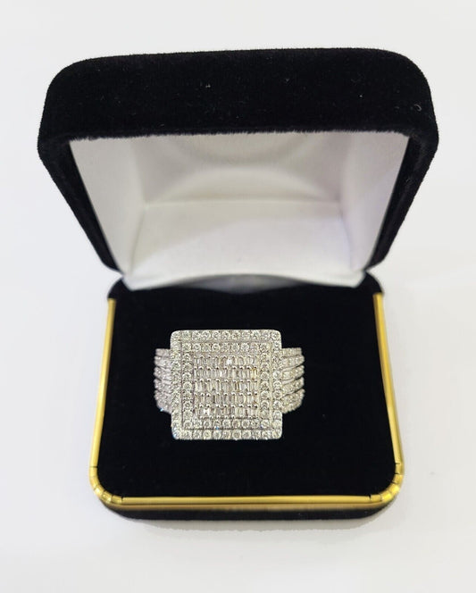 Real 10k Yellow Gold Diamond Ring Square Shaped Men Engagement Wedding Ring - Reva Jeweler