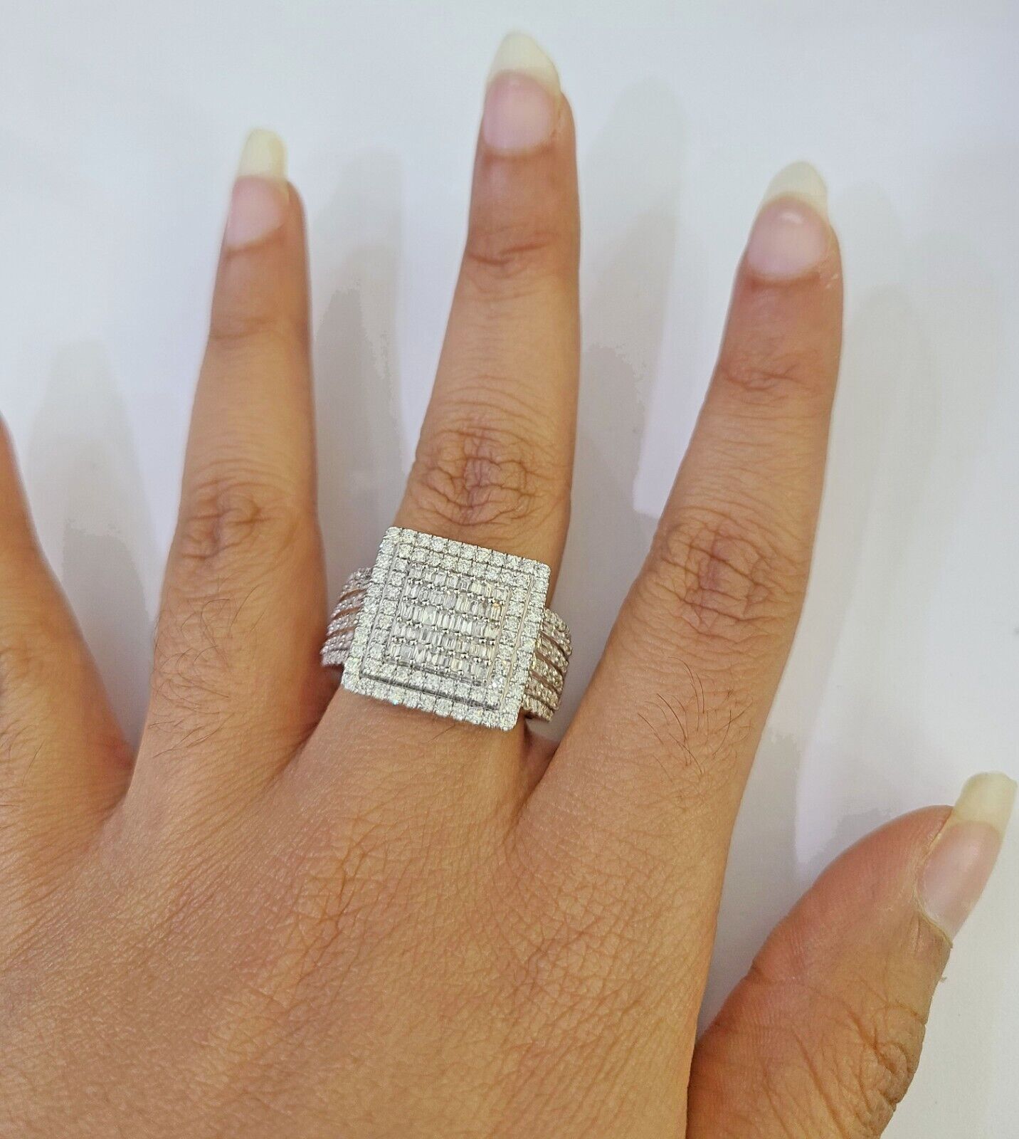 Real 10k Yellow Gold Diamond Ring Square Shaped Men Engagement Wedding Ring - Reva Jeweler