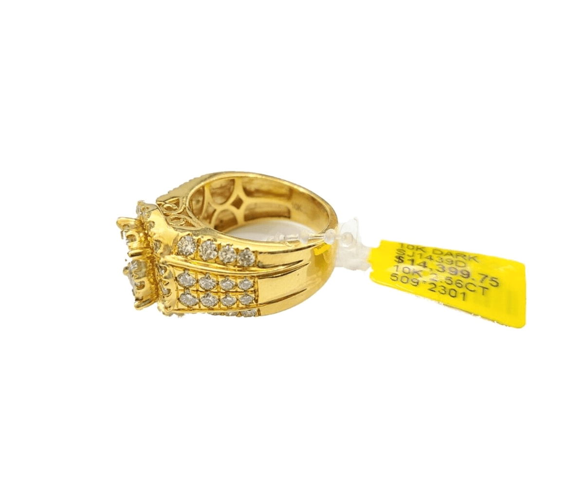 Real 10k Yellow Gold Diamond Ring White Genuine 2.56CT Diamonds 10kt Size 10 - Reva Jeweler