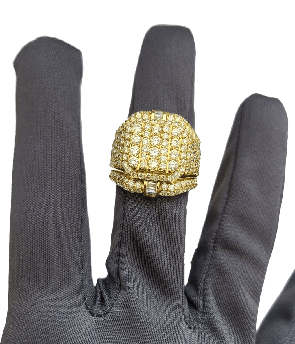 Real 10k Yellow Gold Diamond Ring White Genuine 4.09CT Diamonds 10kt Size 10 - Reva Jeweler