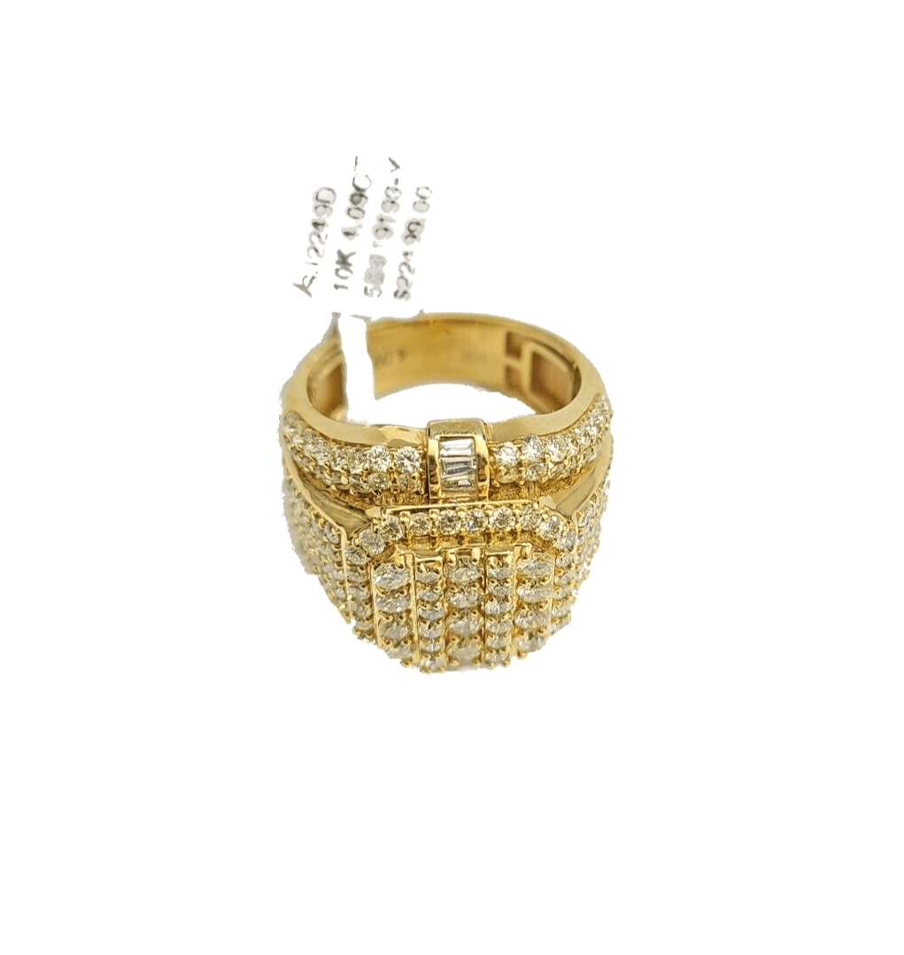 Real 10k Yellow Gold Diamond Ring White Genuine 4.09CT Diamonds 10kt Size 10 - Reva Jeweler