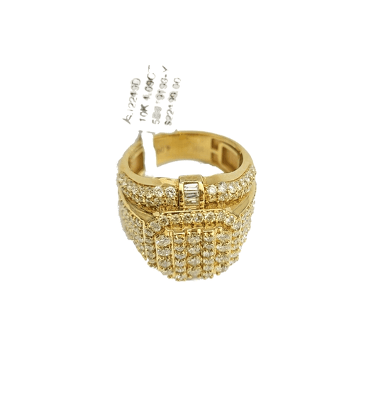 Real 10k Yellow Gold Diamond Ring White Genuine 4.09CT Diamonds 10kt Size 10 - Reva Jeweler
