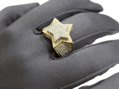 Real 10k Yellow Gold Diamond Star Ring Band Genuine 1.20CT Diamonds 10kt Size 10 - Reva Jeweler