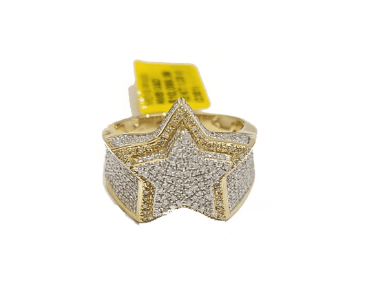Real 10k Yellow Gold Diamond Star Ring Band Genuine 1.20CT Diamonds 10kt Size 10 - Reva Jeweler
