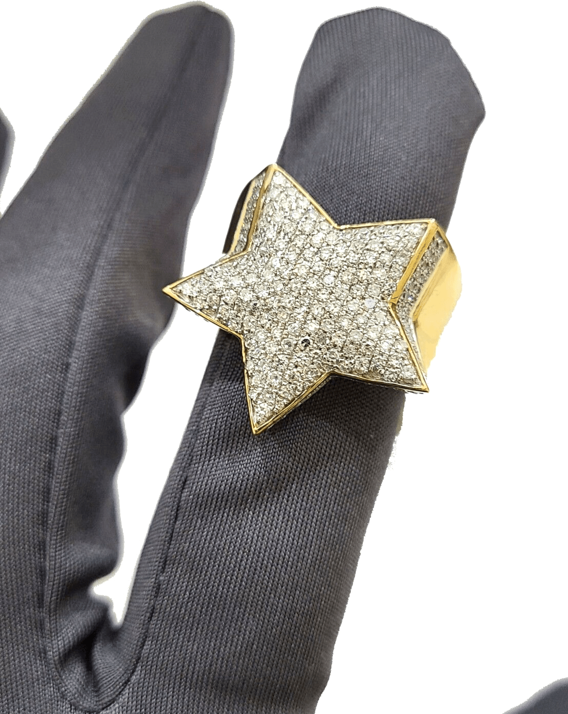 Real 10k Yellow Gold Diamond Star Ring Band Genuine 1.34CT Diamonds 10kt Size 10 - Reva Jeweler