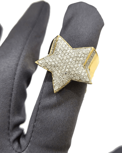 Real 10k Yellow Gold Diamond Star Ring Band Genuine 1.34CT Diamonds 10kt Size 10 - Reva Jeweler