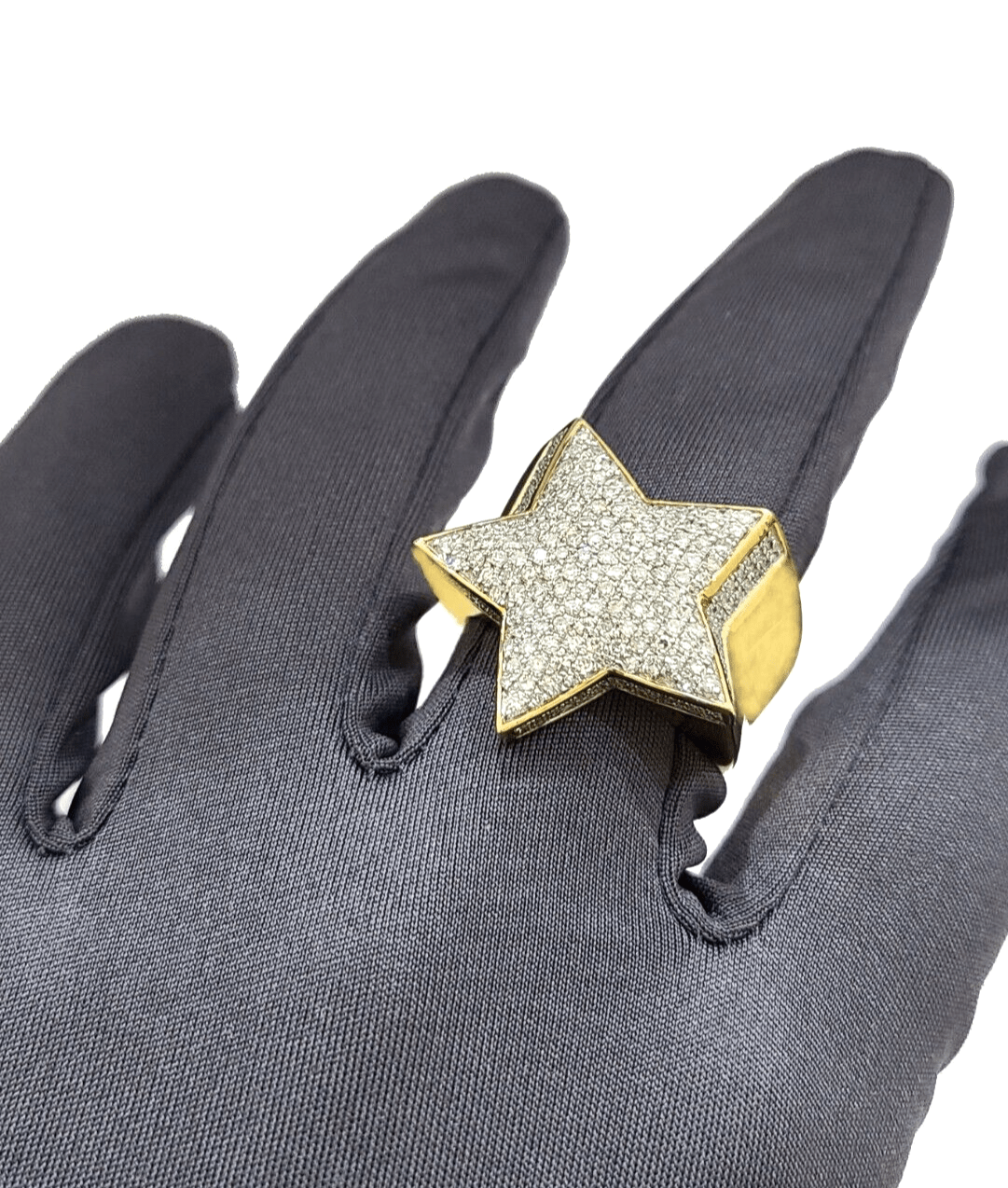 Real 10k Yellow Gold Diamond Star Ring Band Genuine 1.34CT Diamonds 10kt Size 10 - Reva Jeweler