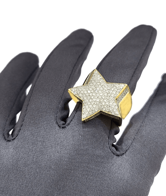 Real 10k Yellow Gold Diamond Star Ring Band Genuine 1.34CT Diamonds 10kt Size 10 - Reva Jeweler