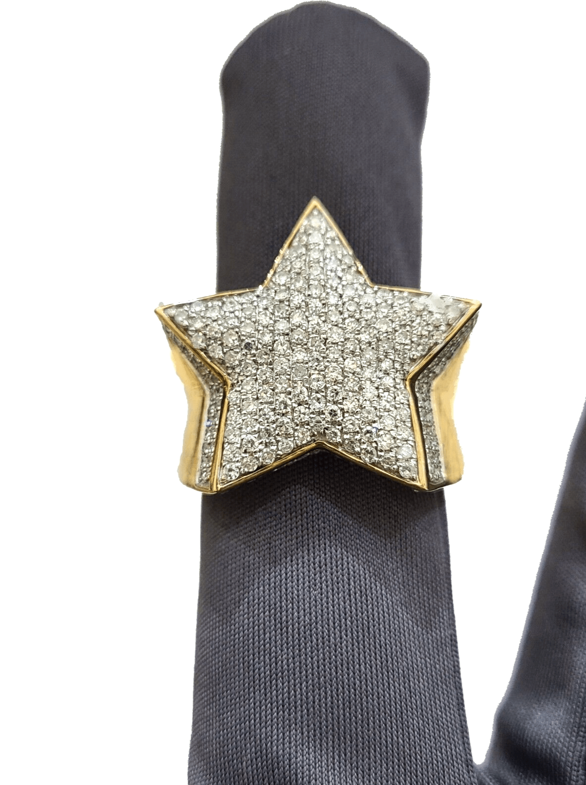 Real 10k Yellow Gold Diamond Star Ring Band Genuine 1.34CT Diamonds 10kt Size 10 - Reva Jeweler