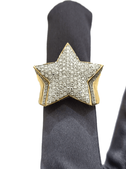 Real 10k Yellow Gold Diamond Star Ring Band Genuine 1.34CT Diamonds 10kt Size 10 - Reva Jeweler