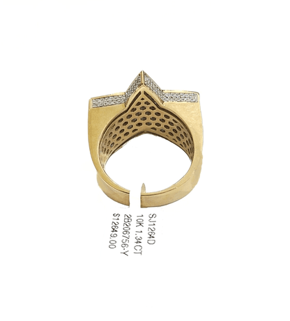 Real 10k Yellow Gold Diamond Star Ring Band Genuine 1.34CT Diamonds 10kt Size 10 - Reva Jeweler