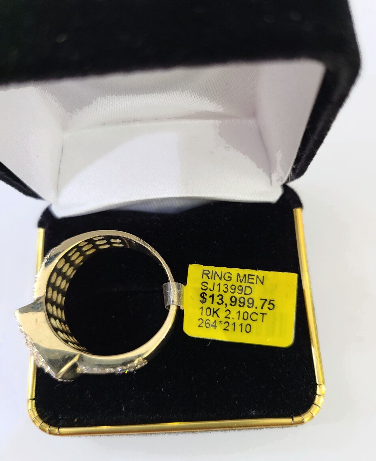 Real 10k Yellow Gold Diamonds Mens Ring Natural Diamond Square Sized Size 10 - Reva Jeweler