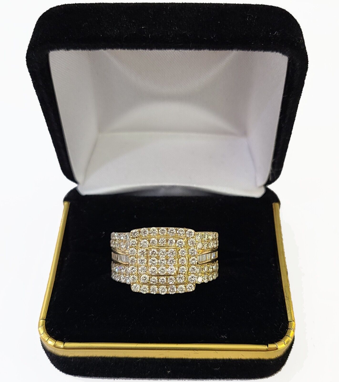 Real 10k Yellow Gold Diamonds Mens Ring Natural Diamond Square Sized Size 10 - Reva Jeweler