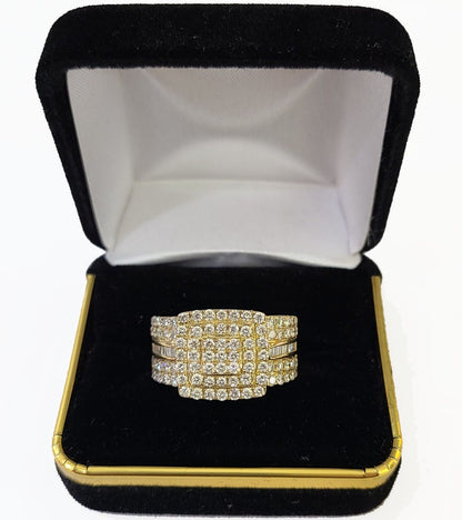 Real 10k Yellow Gold Diamonds Mens Ring Natural Diamond Square Sized Size 10 - Reva Jeweler