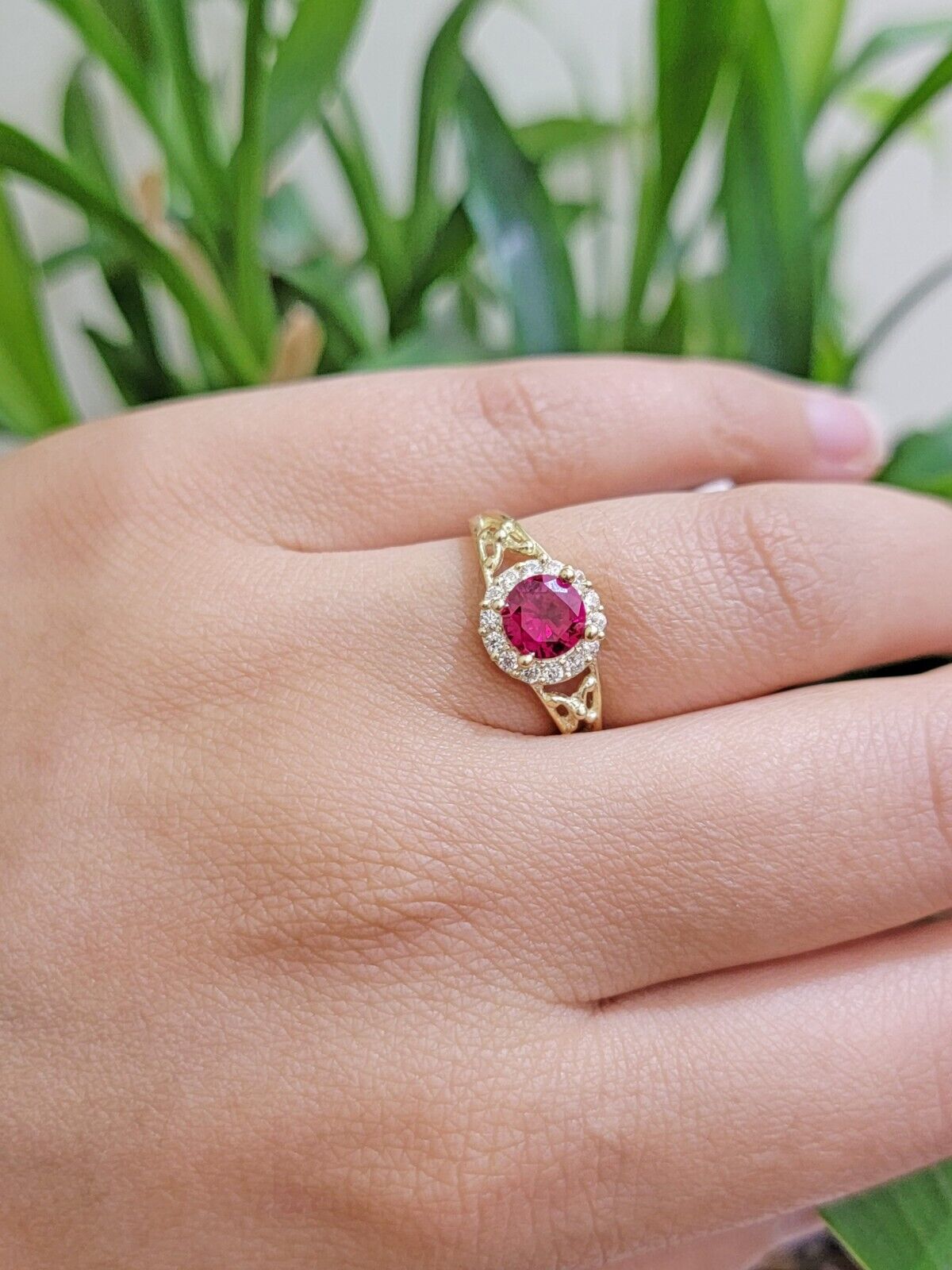 Real 10k Yellow Gold earring ring and pendant Ruby set for ladies / Women , 10KT - Reva Jeweler
