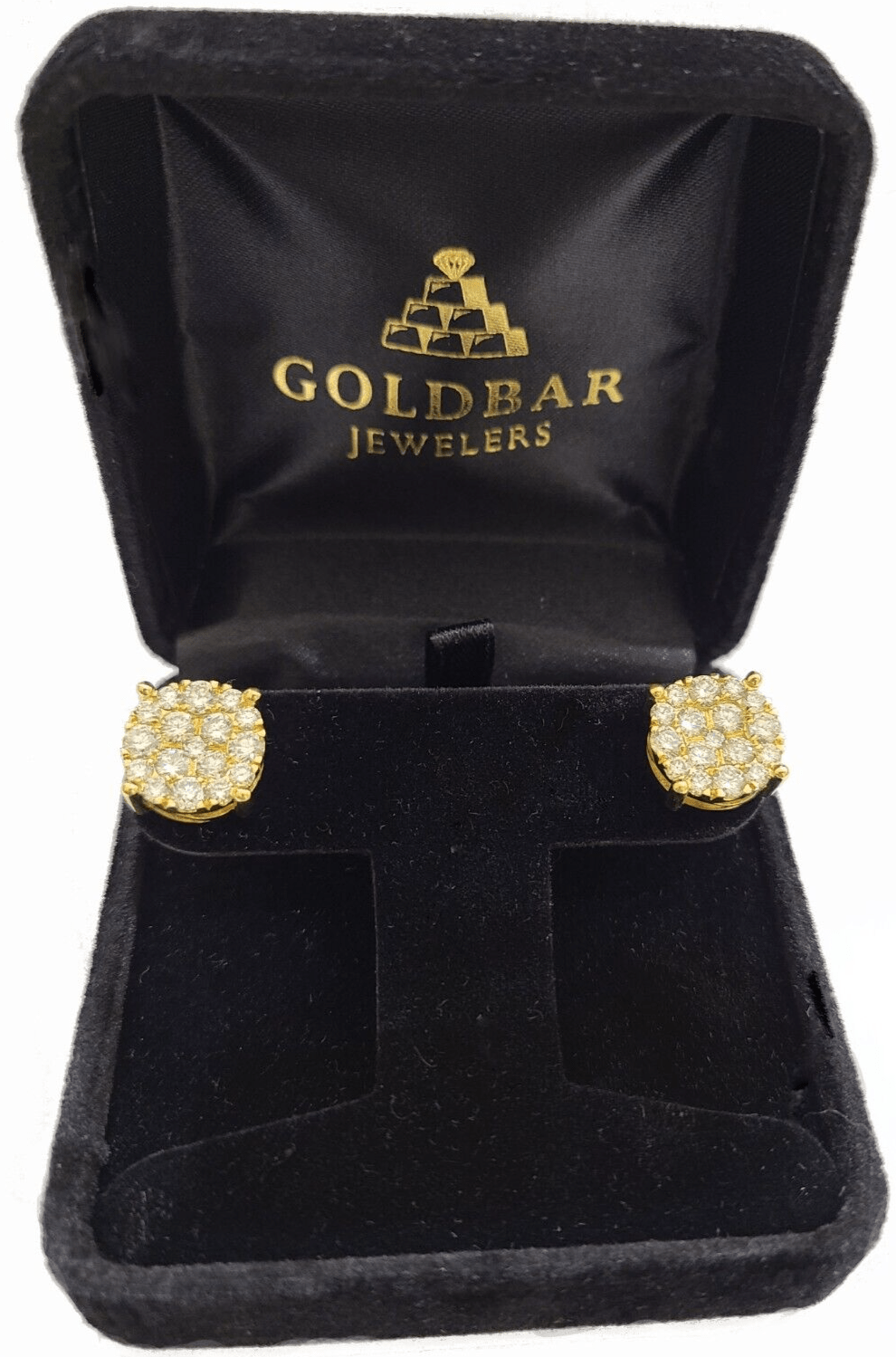 Real 10k Yellow Gold Earring Stud Diamond 3CT Round Design Men Women Screw Back - Reva Jeweler