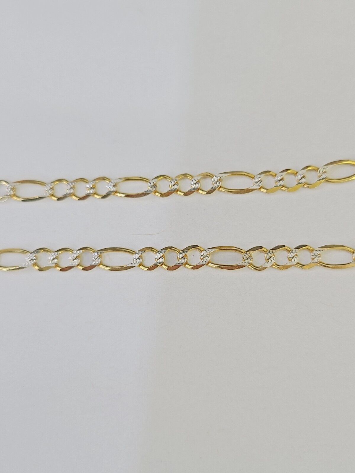 Real 10k Yellow Gold Figaro link Bracelet 3mm 7.5" Inch Men women Diamond Cut - GoldenlinQ