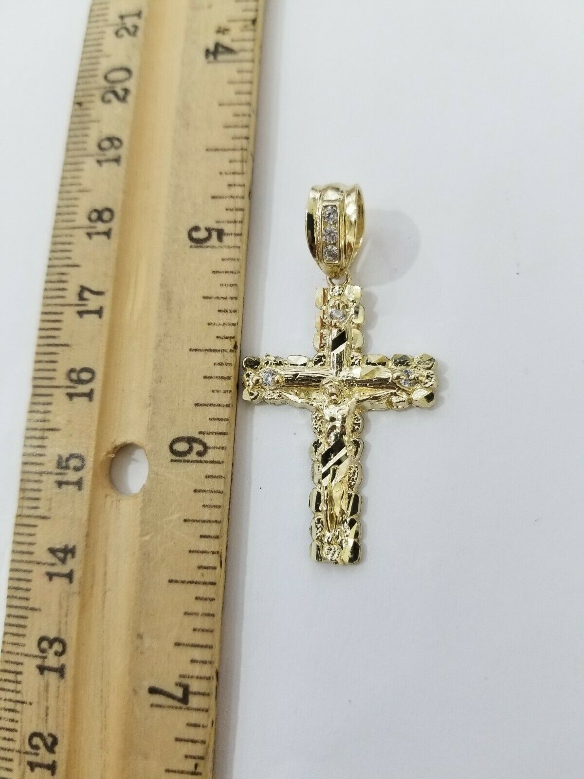 REAL 10k Yellow Gold Franco Chain & Cross Charm Pendant Set 16" - 26" 2mm Necklace - Reva Jeweler