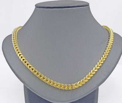 Real 10k Yellow Gold Franco Necklace 5mm 20" inch Short length Men's 10kt Chain - GoldenlinQ