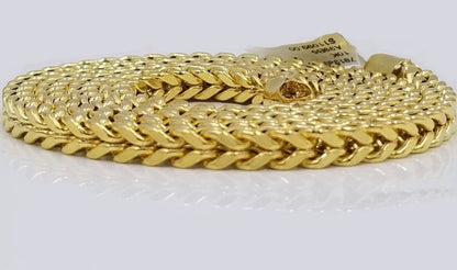 Real 10k Yellow Gold Franco Necklace 5mm 22" inch Short length Men's 10kt Chain - Reva Jeweler