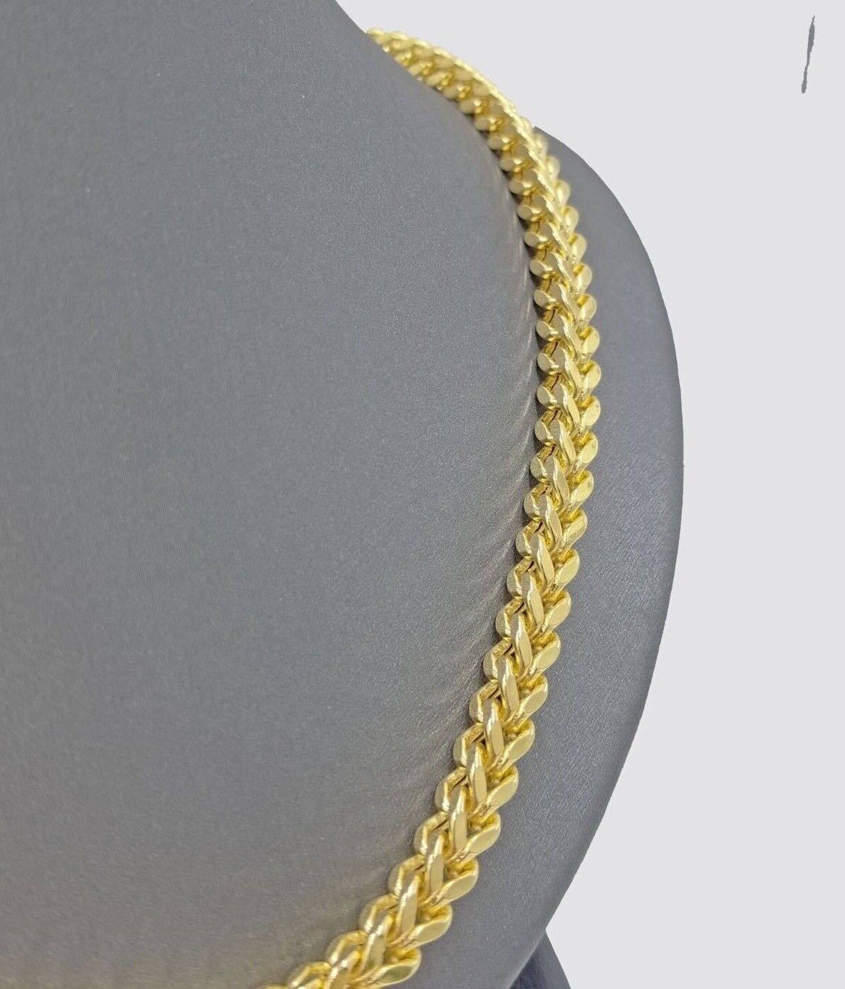 Real 10k Yellow Gold Franco Necklace 5mm 22" inch Short length Men's 10kt Chain - Reva Jeweler