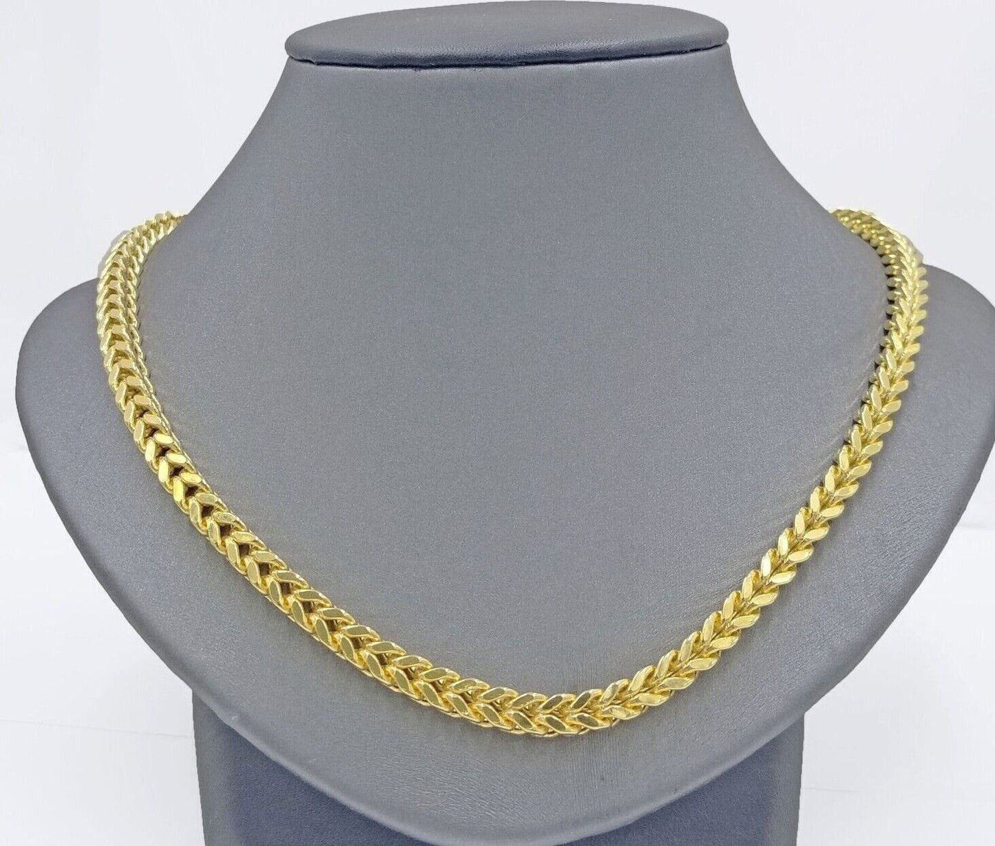 Real 10k Yellow Gold Franco Necklace 5mm 22" inch Short length Men's 10kt Chain - Reva Jeweler