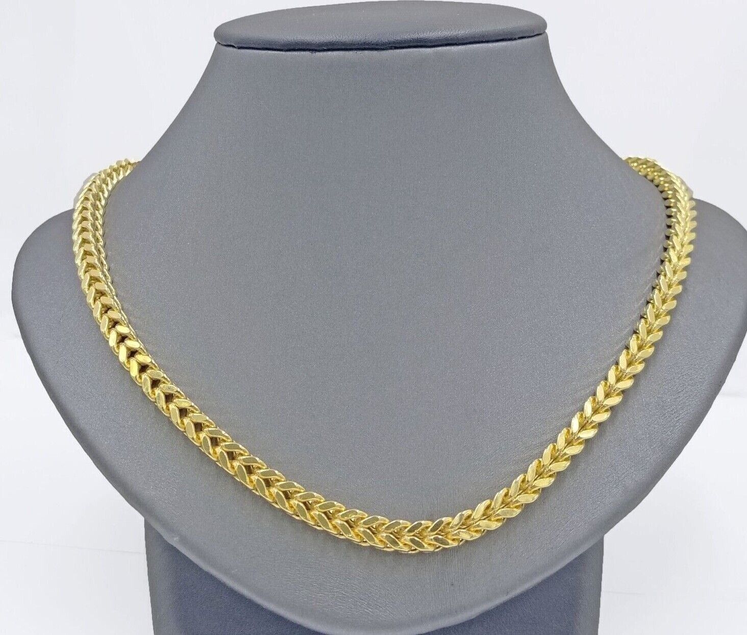 Real 10k Yellow Gold Franco Necklace 5mm 24" inch Men's 10kt Chain - GoldenlinQ
