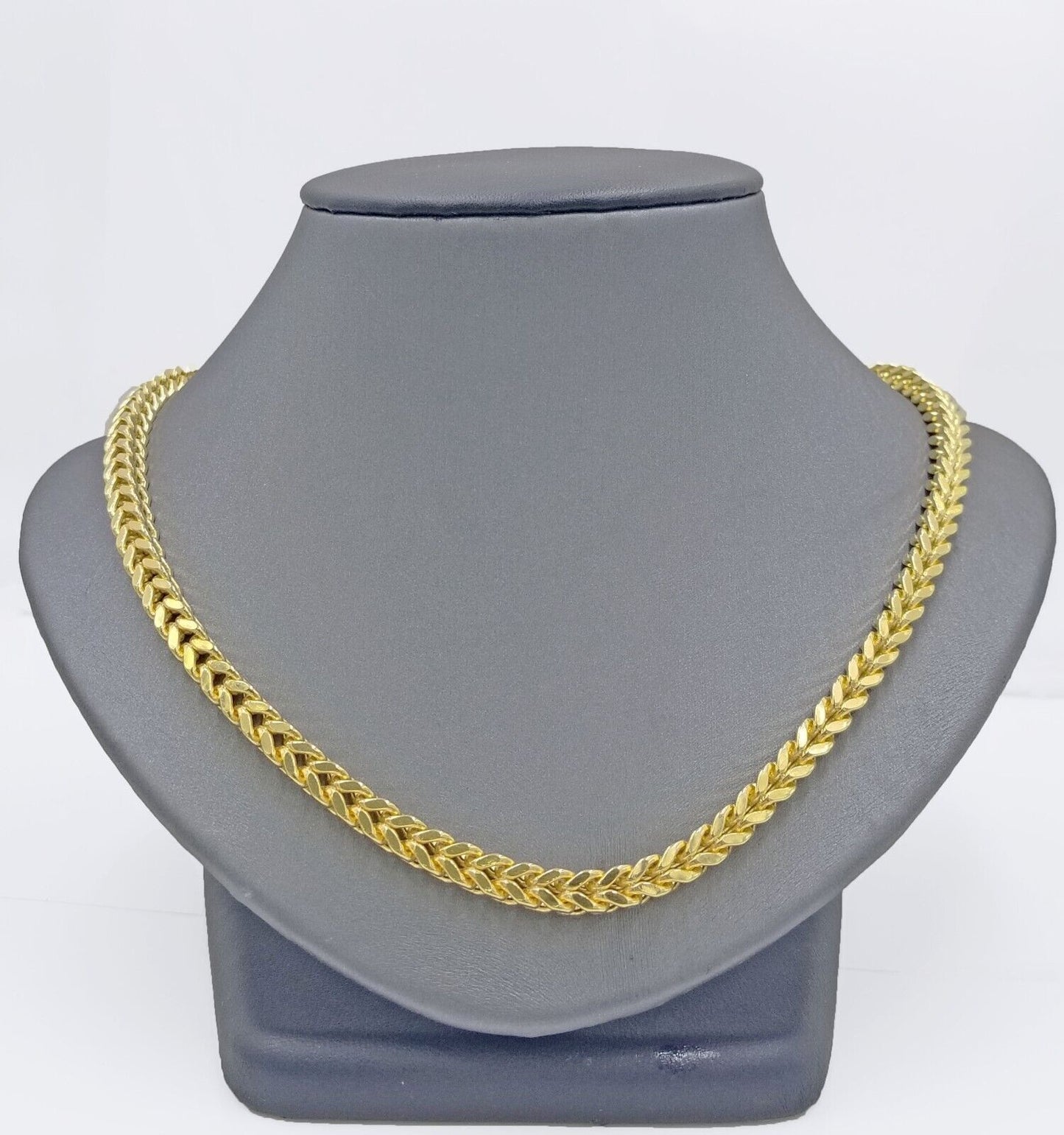 Real 10k Yellow Gold Franco Necklace 5mm 26" inch For Men's 10kt Chain - Reva Jeweler