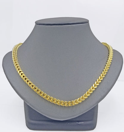 Real 10k Yellow Gold Franco Necklace 5mm 26" inch For Men's 10kt Chain - Reva Jeweler